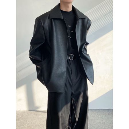 Men's Autumn And Winter Shoulder Pad Leather Jacket